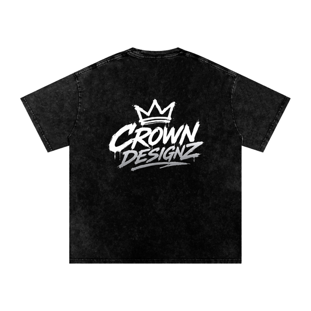 Stonewashed Oversized Cotton Crown Designz Logo T-Shirt